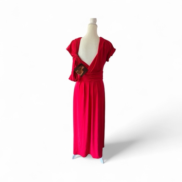 IMAN Bold Red Wrap Midi Dress - Picture 3 of 5